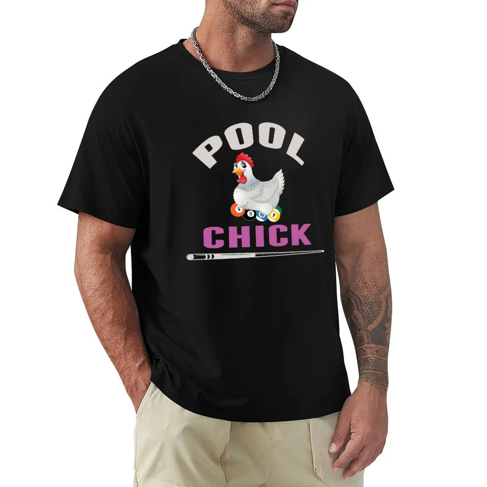 

Подарочная футболка Pool Chick Billiard Pool Player для девочек, спортивные фанаты, простые черные летние топы, футболки для мужчин, хлопковые