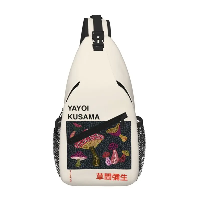 Custom Yayoi Kusama Abstract Painting Crossbody Sling Backpack Adjustable Sling Bag Portable Chest Bag for Travel Hiking Camping