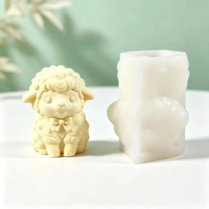 Cute Sheep Silicone Candle Mold Lamb Goats Silicone Mold Farm Animal Wax Mould Soap Table Decor Gift