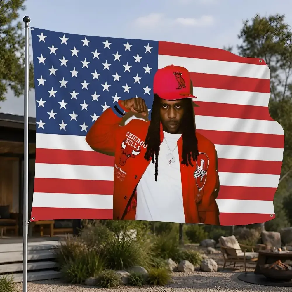 Rapper Chief Keef Flags Flags Minimalist Fabric   Outdoor Garden Banner Hanging Sign for Shop Home Decor