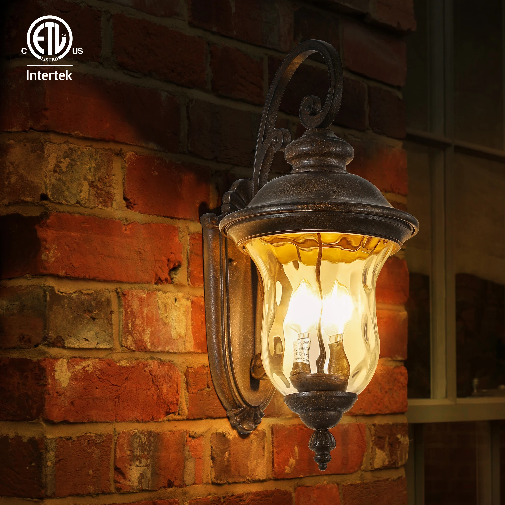 Outdoor Wall Lantern,Vintage Weatherproof Exterior Sconce Light with Clear Glass Shade, Wall Mount Light Fixture (No bulb)