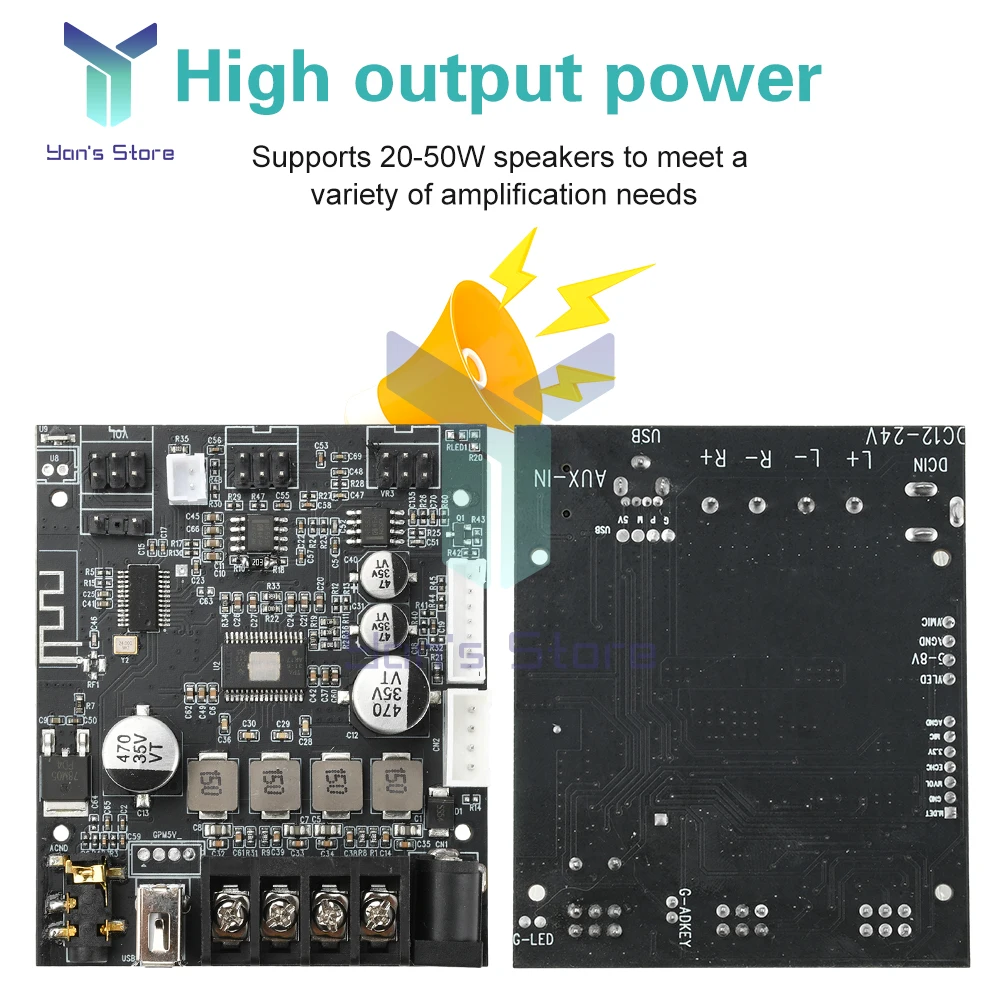 DC 12-24V 502T Microfono cablato Sistema audio Modulo scheda amplificatore Bluetooth TPA3116D2 Doppio canale 50W x 2