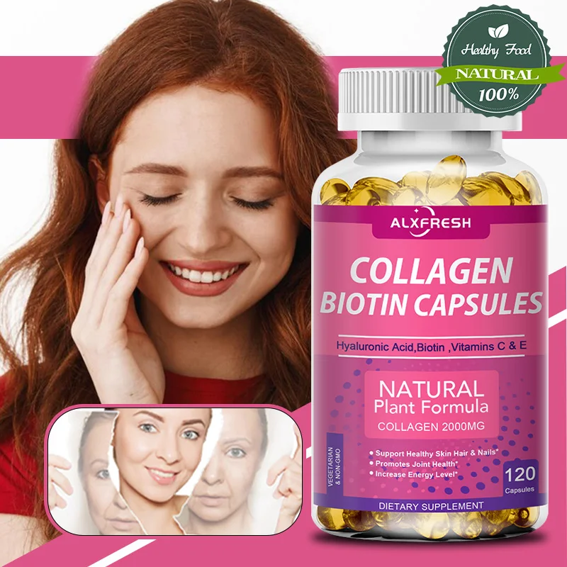 

Коллагеновые капсулы улучшают здоровье кожи и снижает тонкие линии, морщины, способствует росту волос и ногтей. Осветляет следы от прыщей и шрамы.