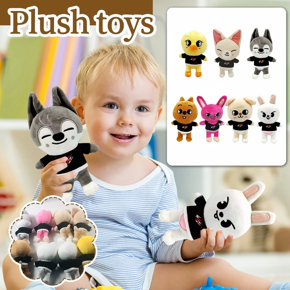 8pcs/set Plush ToySkzoo 20cm Kawaii Stray Kid Cute Plush Cartoon Stuffed Animal Doll Kawaii Companion for Kids Adults Fans Gifts