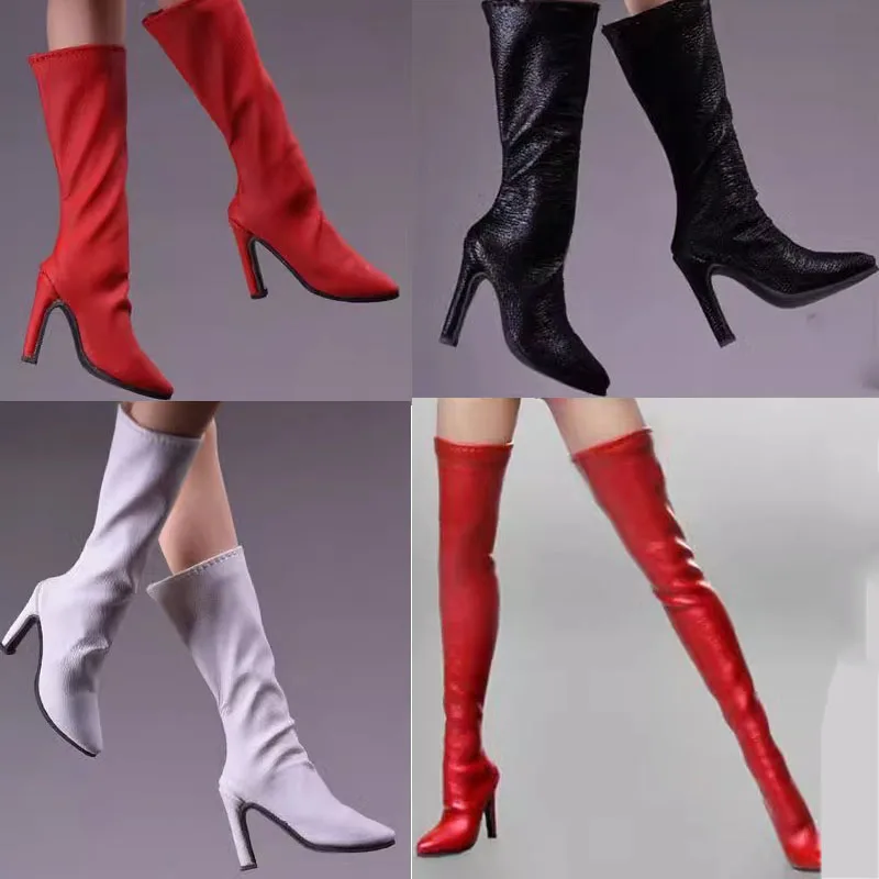 

1/6 Scale Female Soldier Leather Hollow Boots Model High Heels Shoes for 12in Action Figure PH JIAOUL Dolls Toys