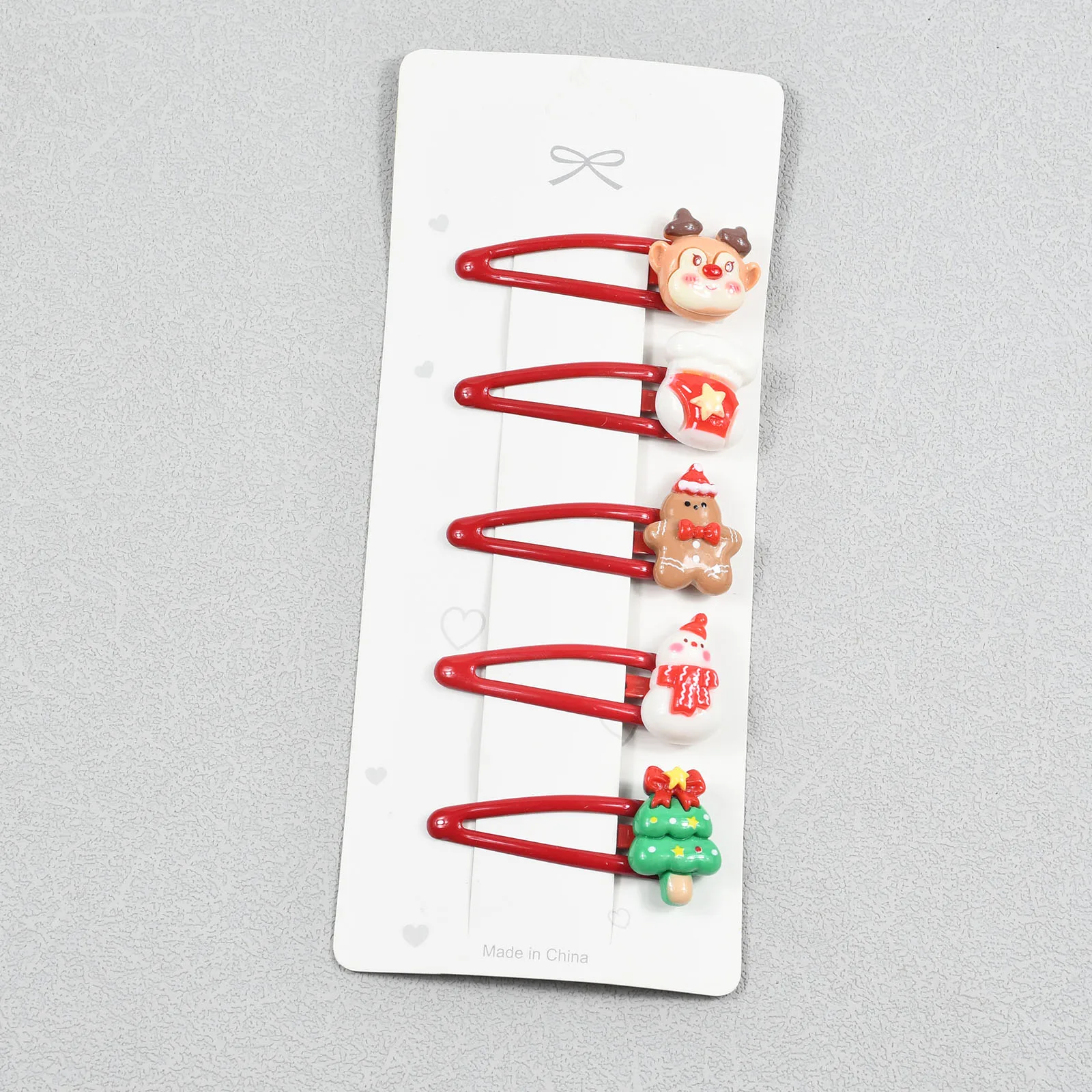 5Pcs/Set 5.5cm Christmas Collection BB Hair Clips Red Cartoon Santa Claus Bang Side Clip For Christmas Gifts