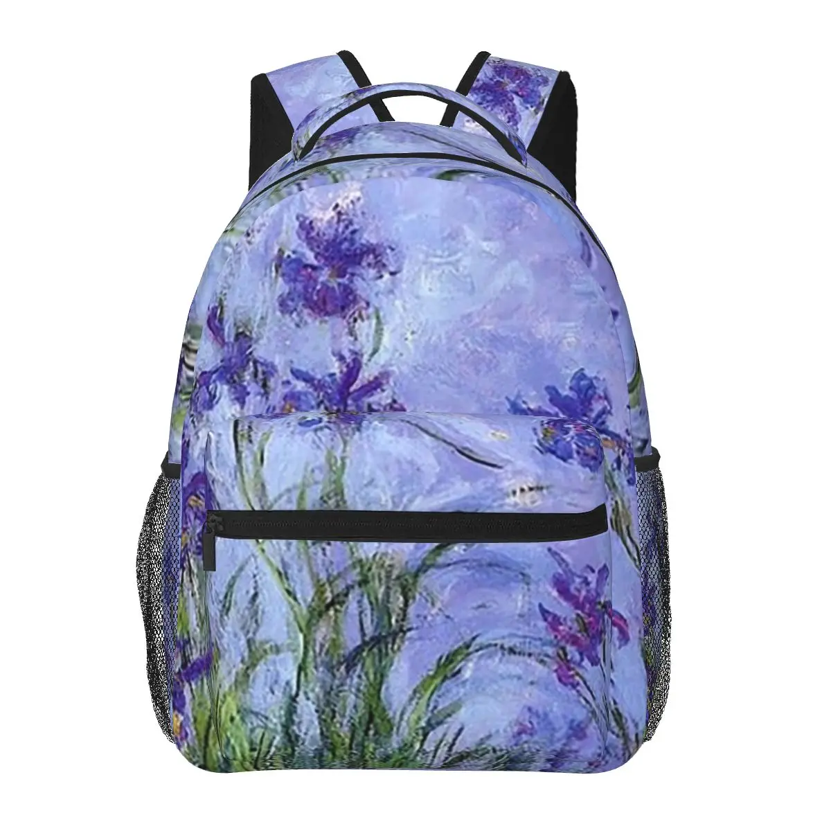 Claude Monet Lilac Irises 191 Backpacks Boys Girls Bookbag Students School Bags Laptop Rucksack Shoulder Bag Large Capacity