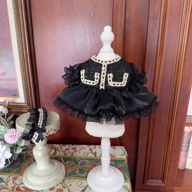 

Хлопковая кукольная одежда 20 см, кукольная юбка 10 см, лента для волос, тиара, черное платье