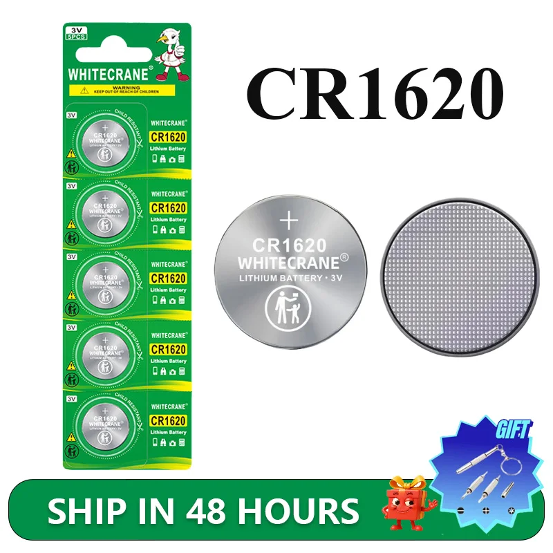 

CR1620 3V Lithium Batteries Button Cell Battery BR1620 LM1620/5009LC CR1620H 80mAh Coin Cell for Watch & Smart Lock Toy Carded