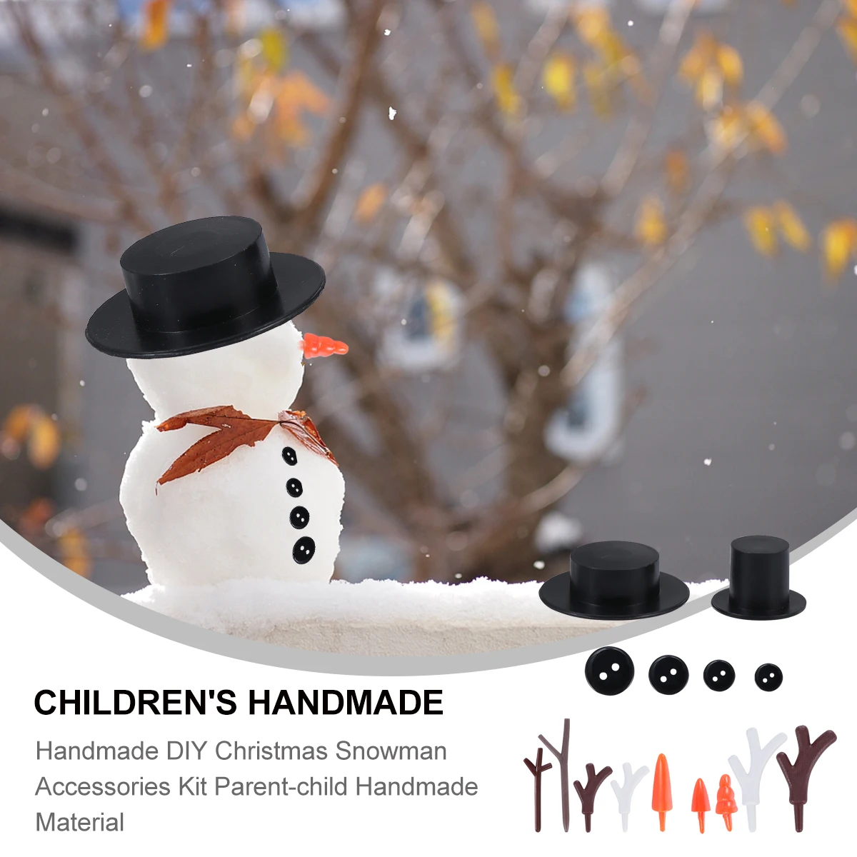 

Christmas Snowman DIY Material Set 60 Noses 200 Buttons 12 Antlers 60 Hats Plastic Craft Supplies Kids Gift Parent Child