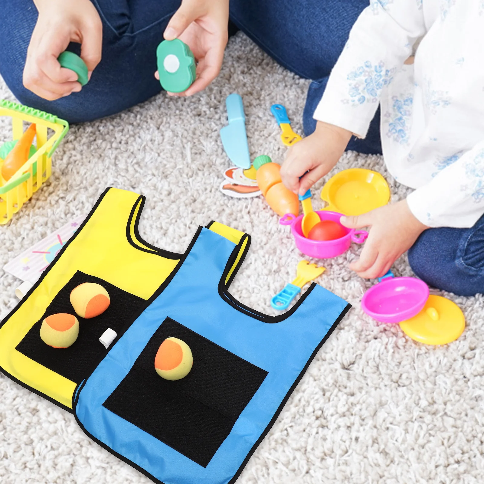 

10 pcs Sticky Vest Sponge Ball Kids Outdoor Play Group Game Set Blue Yellow For Children Active Play Sticky Vest For Ball