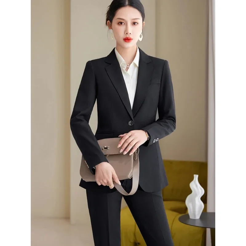 Ensemble blazer et pantalon de bureau pour femmes, veste formelle, surintendant, vêtements de travail d'affaires pour femmes, rouge, café, noir, 2 pièces