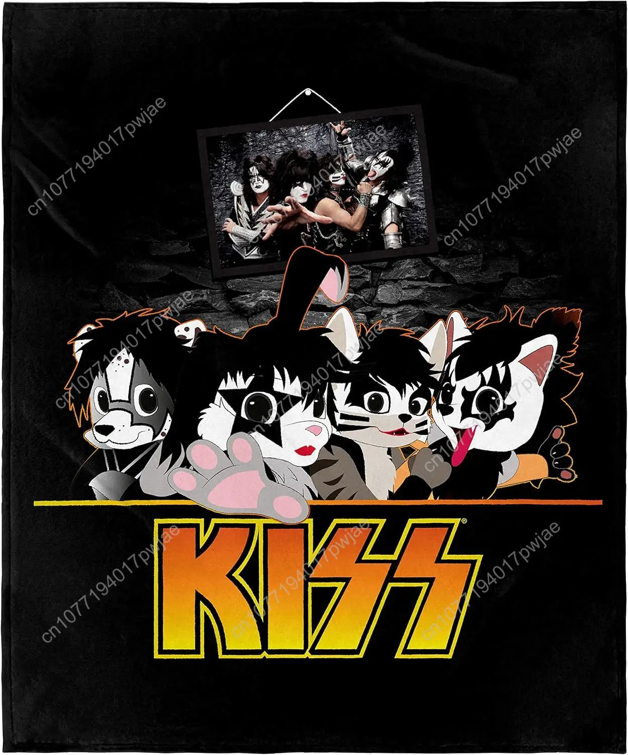 

KISS Blanket KISS Kitty Faces Photo Music Band Super Soft Fleece Throw Custom blankets