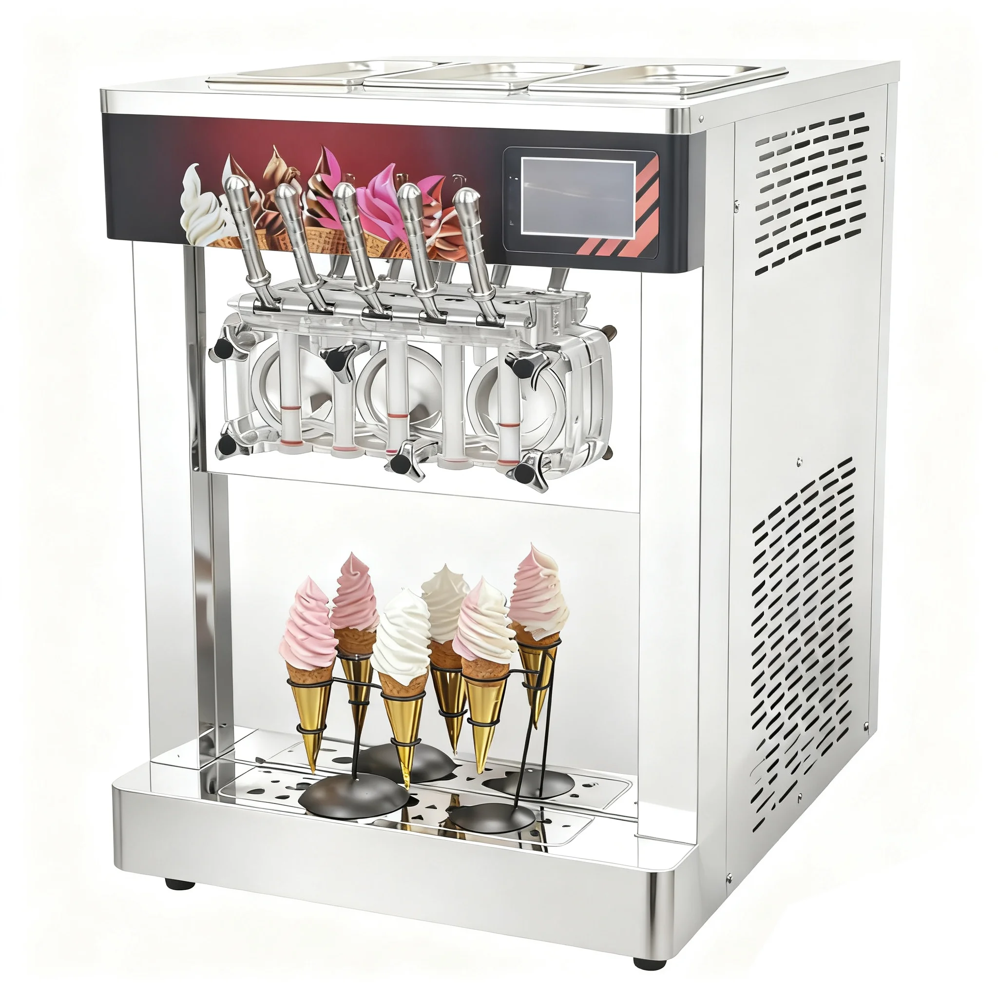 New Tabletop Multi-Flavor 5-Taste Soft Ice Cream Machine Commercial Restaurant Use Stainless Steel Frozen Yogurt Maker