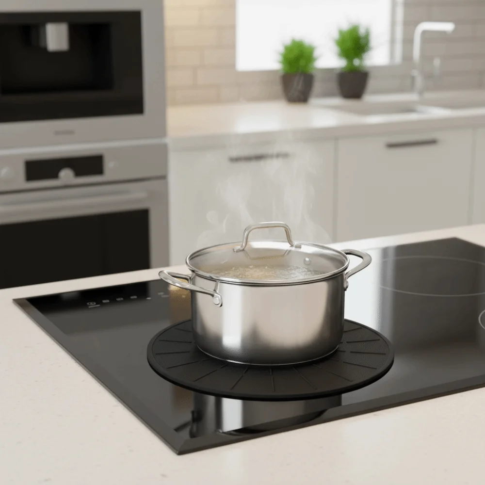 Round Induction Cook-top Mat Silicone Fiberglass Scratch Resistant Induction Stove Protection Cover Heat Resistant Non Slip