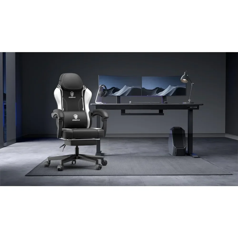 Gaming Chair with Pocket Spring Cushion for Adults, Ergonomic Computer Chair with Footrest and Massage Lumbar Support