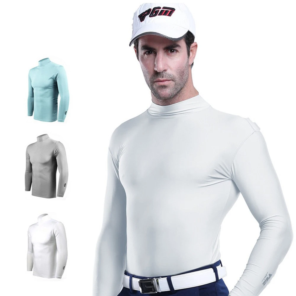 Mens Anti-UV Golf Training Underwear Shirts T Shirt Sun Protection Shirt Ice Tights Long Sleeve T Shirt Golf Supplie