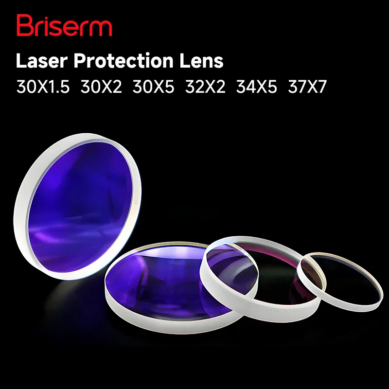 Briserm Laser Lens Protective Lens For Laser Cutting Machine 30x1.5 30x2 30x5 32x2 32x5 34x5 37x7 38.1x1.6 Fiber Laser Lenses