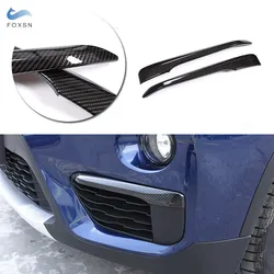 For BMW X1 F48 2016 2017 2018 2019 Exterior Front Head Fog Lights Lamp Eyebrow Cover Car Accessories Decor Trim Carbon texture