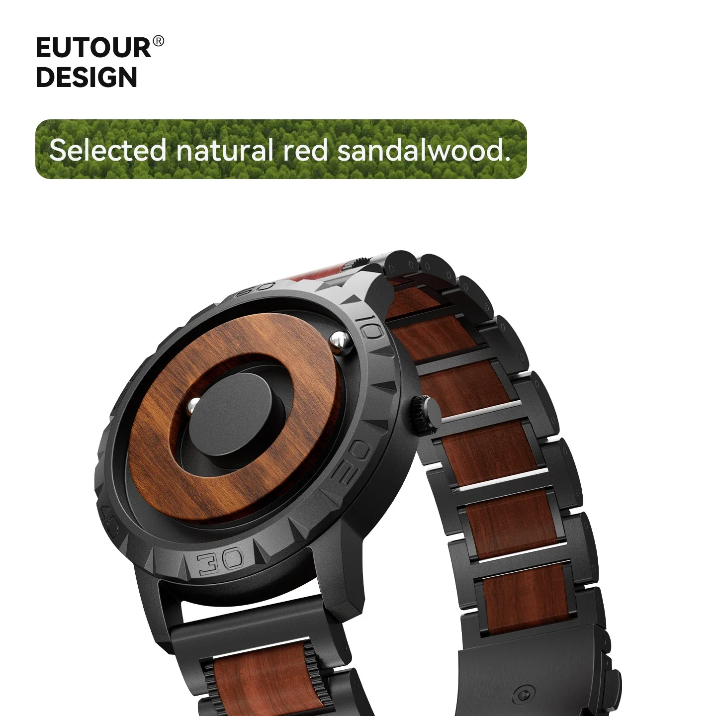 EUTOUR-Men\'s Solid Wood Magnetic Watch Luxury Sports Quartz Waterproof Watch Original Fashion Business Casual Watch