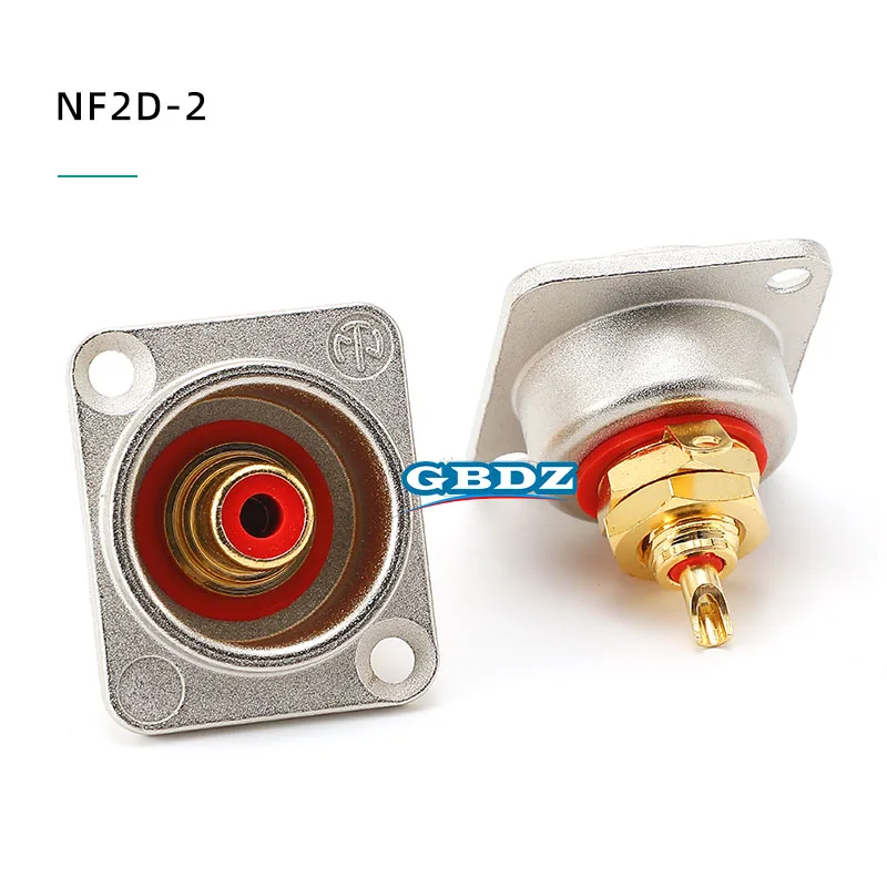 RCA Panel Socket NF2D-2 NF2D-9 Gold plated Female RCA Fever Grade Audio And Video AV Base Connector Female Red And White Seat
