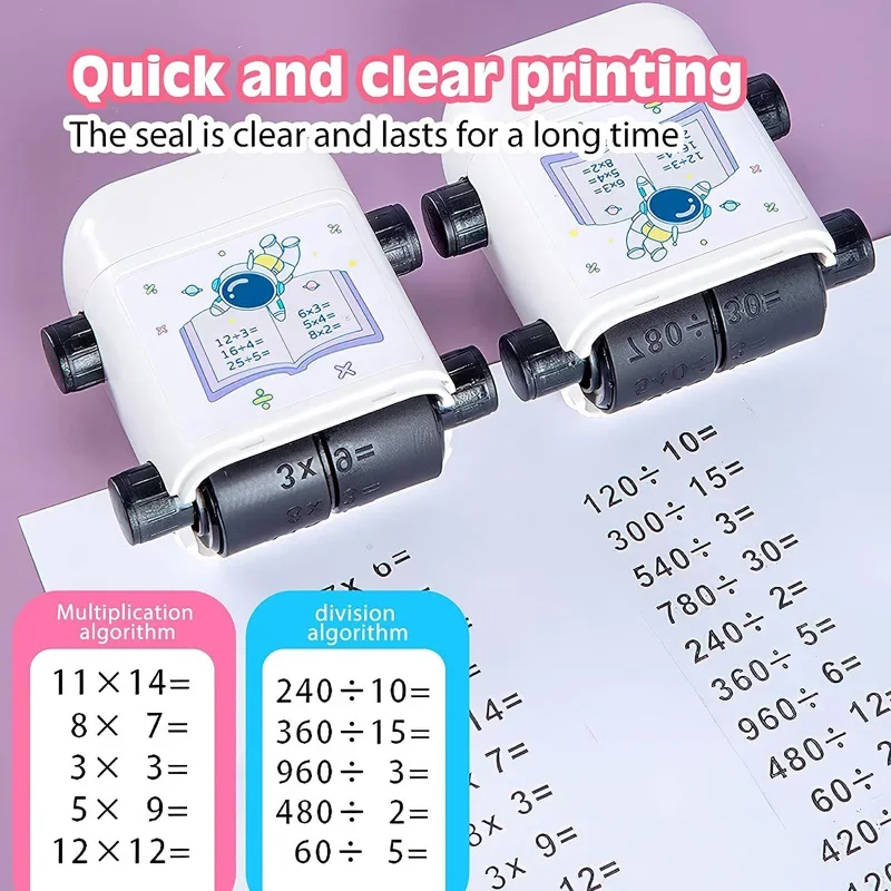 2 in 1 Math Roller Stamp Within 100 Addition Subtraction Multiplication Division Dual Head Digital Math Practice Teaching Stamps