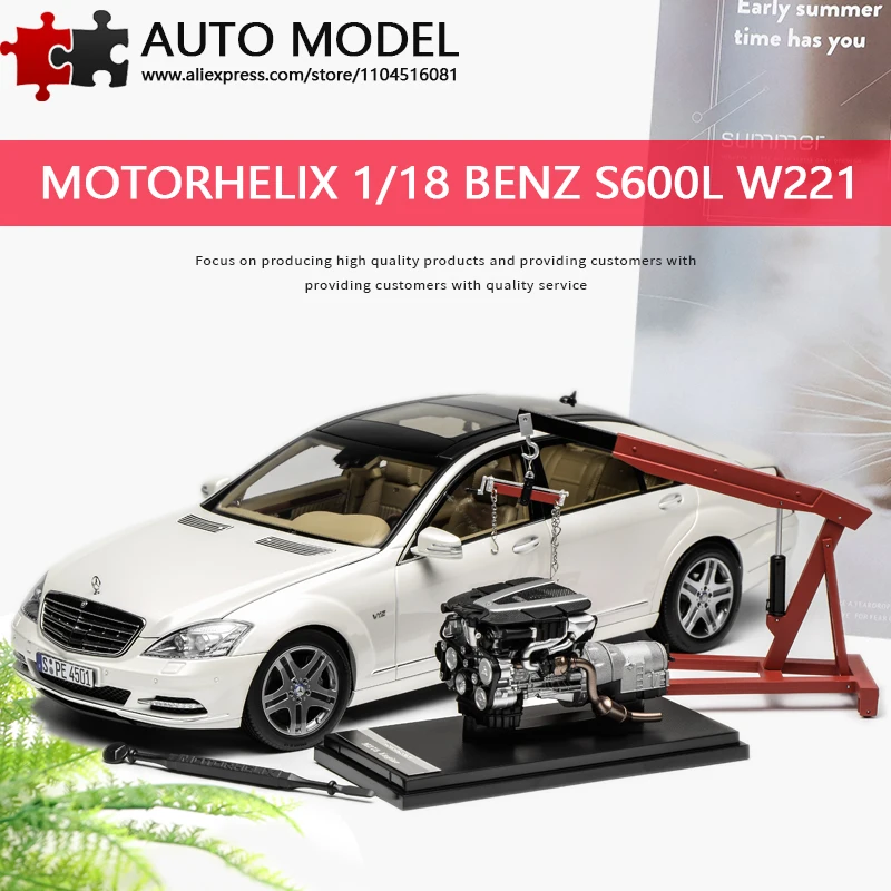 

Mercedes-Benz S600L W221 Sixth-Generation Mercedes S-Class Extended Version Luxury Car Die-Cast Model Motorhelix Mh 1:18 Realistic Alloy Car Model with Fully Openable Doors, Collectible Gift, Limited Edition, Includes Engine Hoist