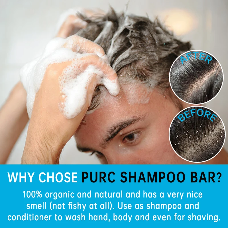 PURC Seaweed Dandruff Shampoo Deep Cleaning Portable Solid Soap Relieve Itching Anti Flakes Scalp Treatment Hair Care For Travel