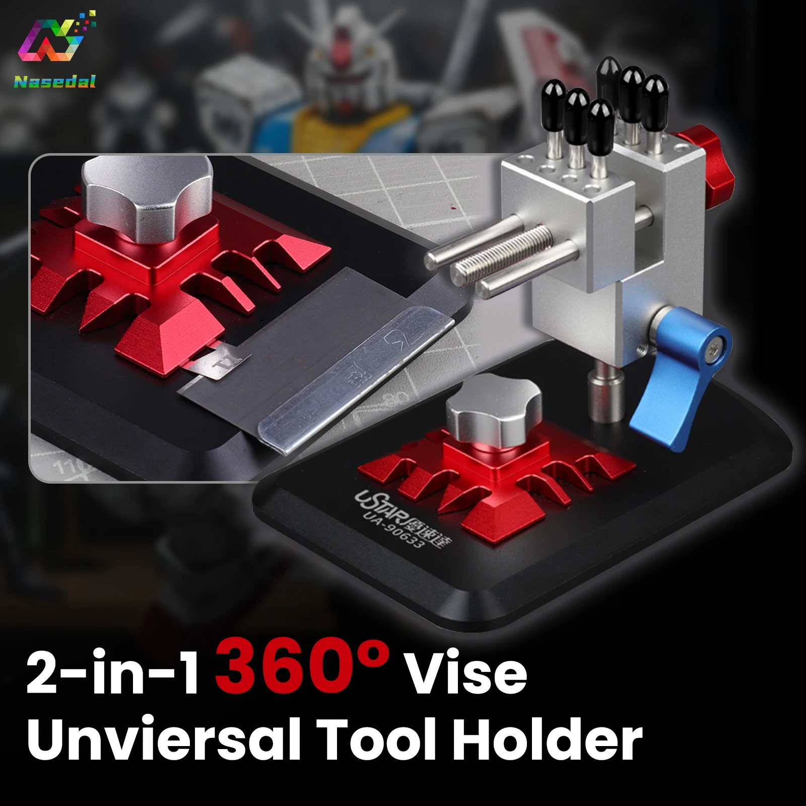 

USTAR UA-90633 2 in 1 Etching Parts Bender And Vise 360° Universal Tool Holder for Gundam Scale Model Making Hobby DIY Tool