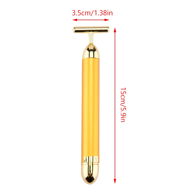 Multi-Function Beauty Care อุปกรณ์นวดหน้า Stick Roller T-Shape Golden Energy Bar เครื่องนวดสั่นสําหรับเครื่องมือความงาม