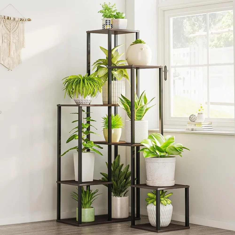 

Bamworld Corner Plant Stand Indoor Shelf Metal Black Stands for Indoor Plants Multiple Tiered Plant Stands Tall