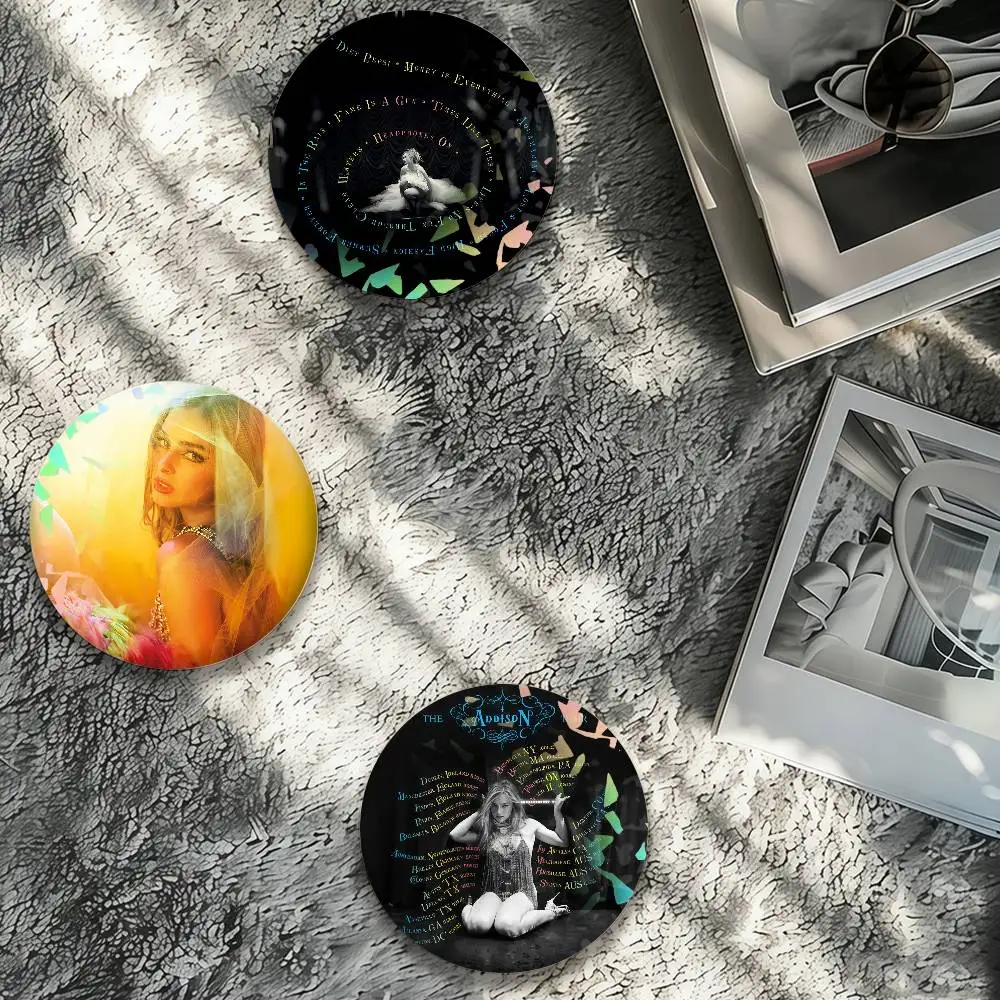 Trendy Pop Singer Addison Rae Laser Badge Pins Handmade Brooches for Backpack Gifts Bag Decor Fans Collect