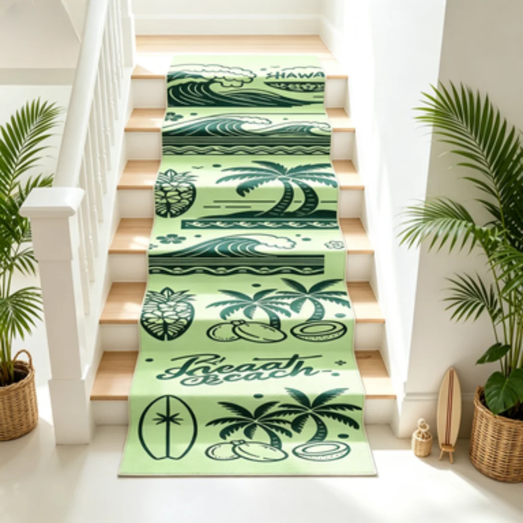 Self-adhesive Long Stair Runner Mat, Shock-dampening Anti-slip Size Adjustable Washable Stair Step Protector.