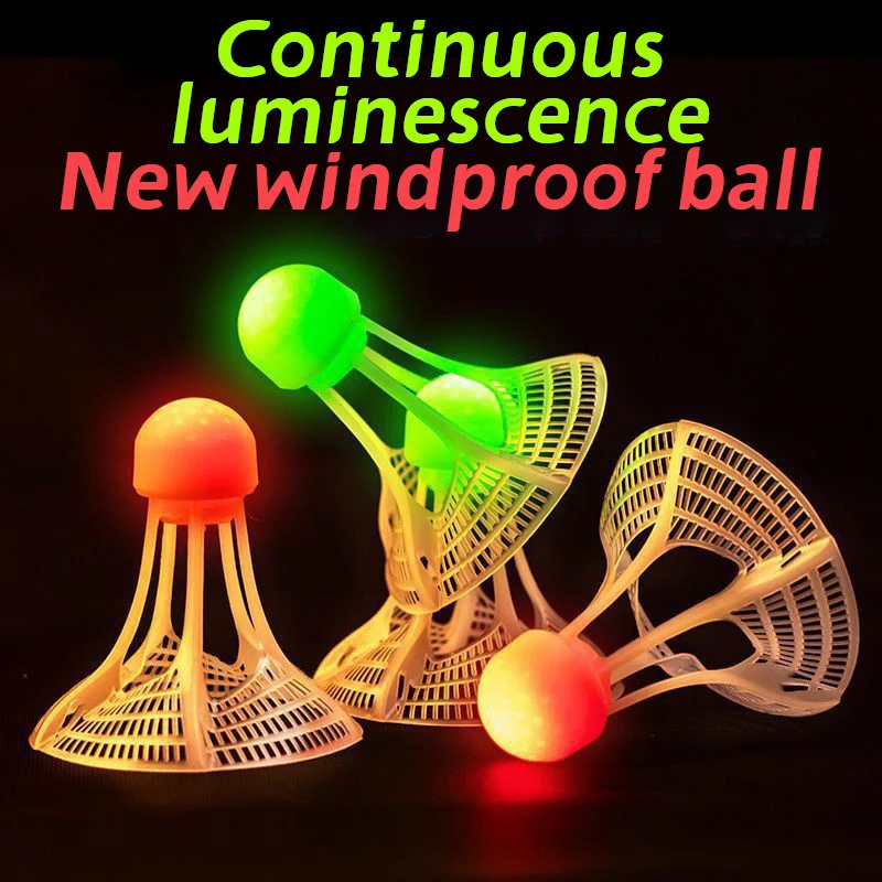 Glow-In-The-Dark Windproof Badminton Shuttlecock Ball Wind Resistance Training Accessoires Night Outdoor Sport Supplies