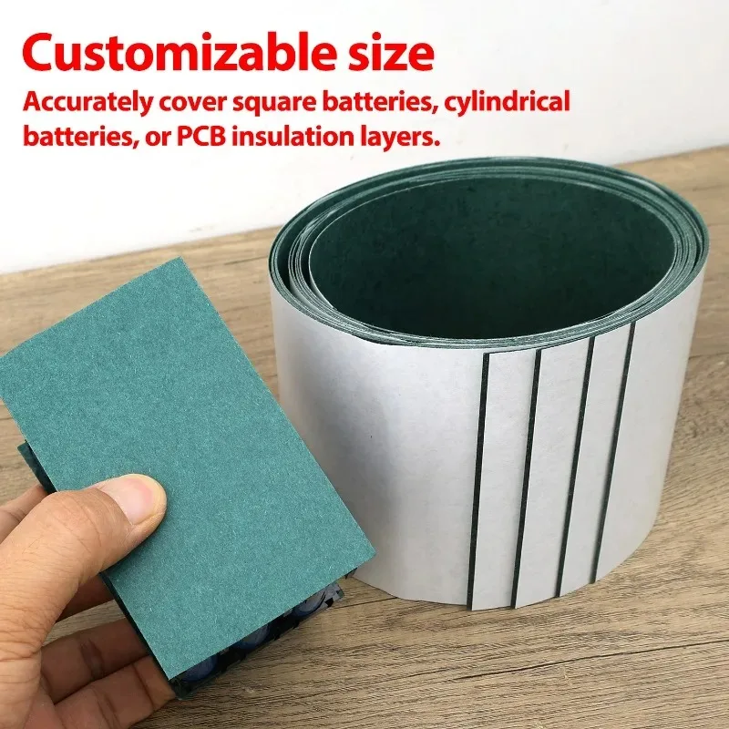 Self-adhesive 18650 Barley Paper Insulation Pads Lithium Battery Pack Adhesive Backing Green Shell Paper Insulated Isolator Pads