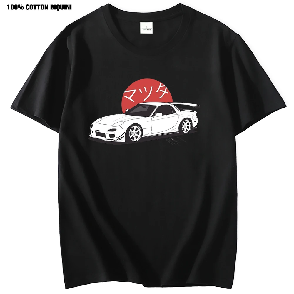 MEN Tshirt Mazda RX7 Printed Short Leeve T Shirts Harajuku Japanese Car Fans Racing Race Tee Shirt JDM Automobile Culture