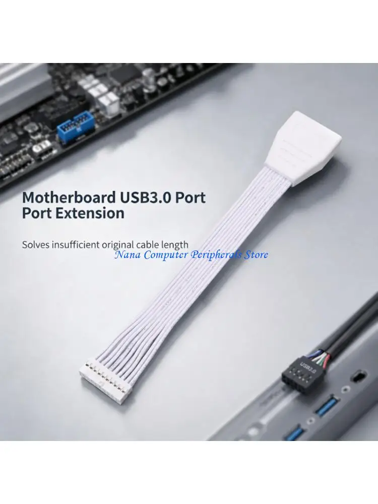 F68C USB3.0 Front-Panel Header Extension Cable with Male-to-Female Ends and Flat Ribbon Construction for Desktop Enclosure