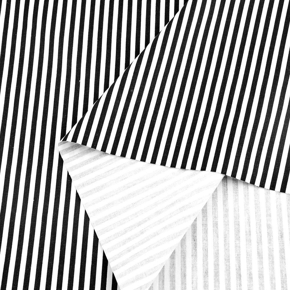 Quality Fabric 100%cotton Quilting DIY Sewing Toys 4.5mm White and Black Stripes for Cushion Bed Sheet Patchwork Textile