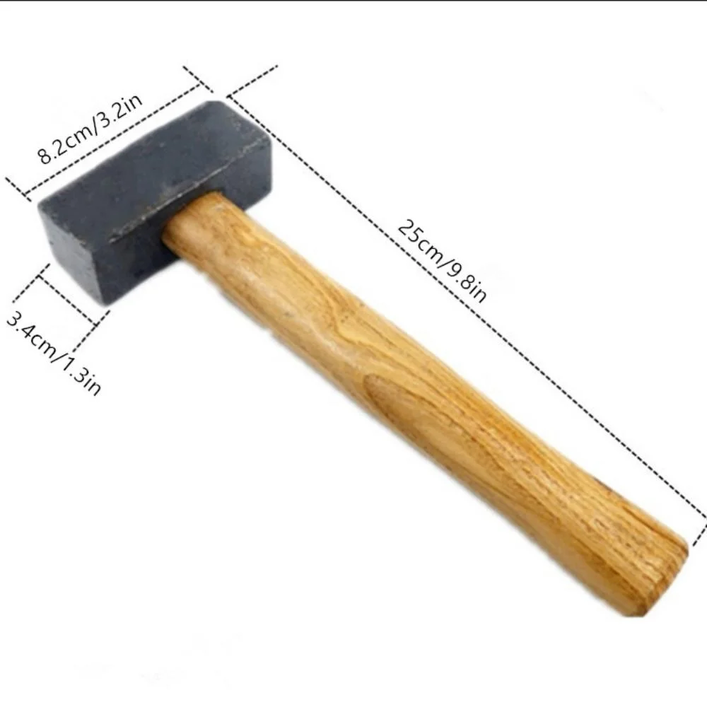 1Pc Forged Steel Masonry Hammer Wooden Handle Heavy Stoning Square Hammer for Construction Masonry Work Tool