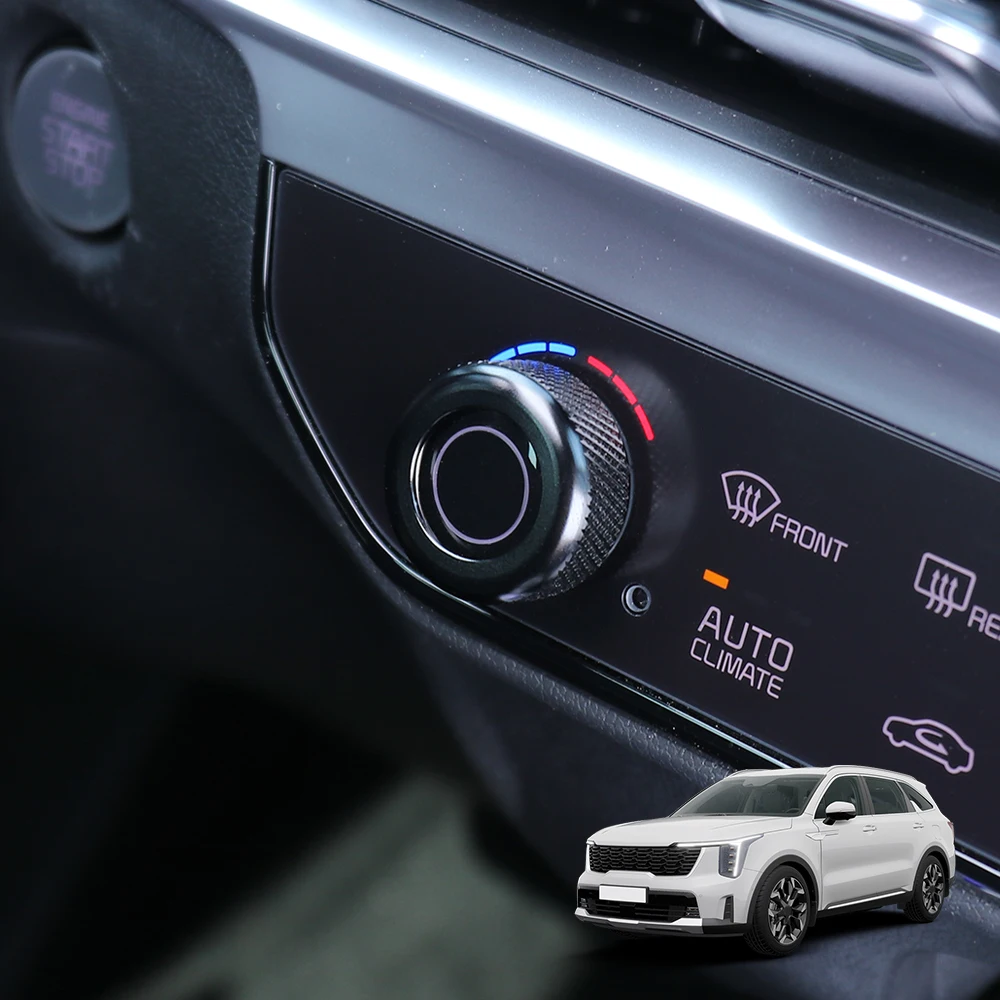 

For Kia Sorento MQ4 2024-2026 Accessories 2pcs Aluminum Car AC Air Conditioner Knob Cover Ring Adjust Trim Interior Accessories
