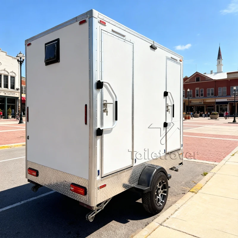 Custom Design Restroom Trailer Mobile Outdoor Portable Toilet Teardrop Travel Trailer Bathroom Mobile Toilet Trailer with Shower
