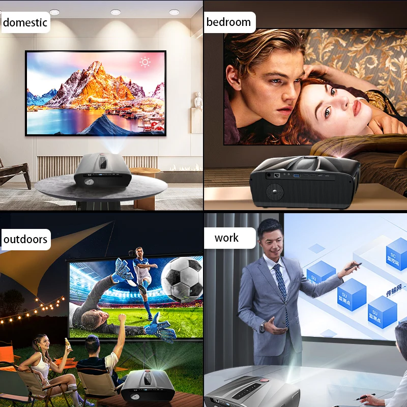 4K Android Smart WiFi Projector Portable 3D 1080P Pocket Home Theater Education LED Lamp 2G Optional Battery US Plug Outdoor Use