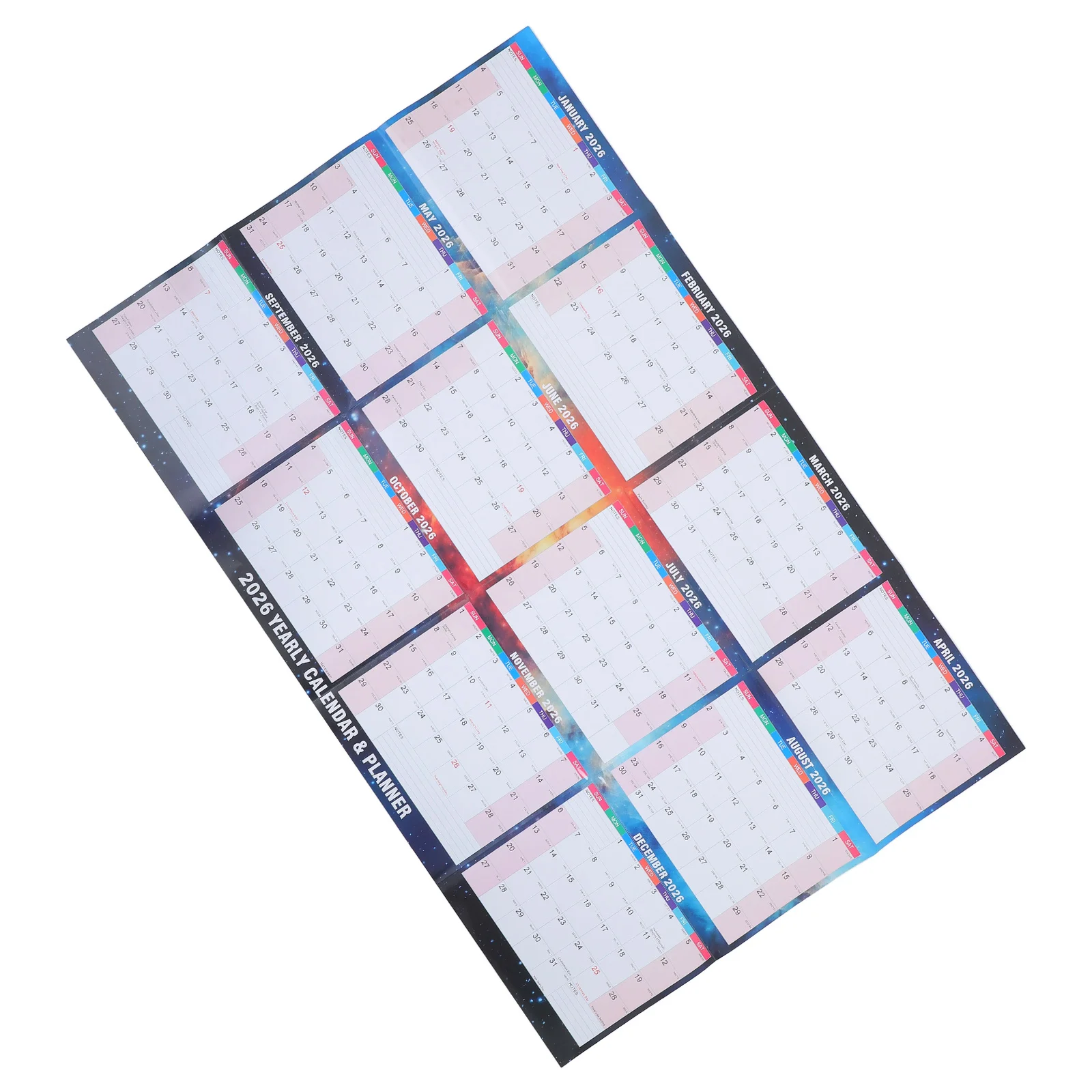 

2026 Yearly Wall Dangling Calendar Laminated Double Sided Dry Erase Year Planner Monthly Organizer Hanging Wall Calendar