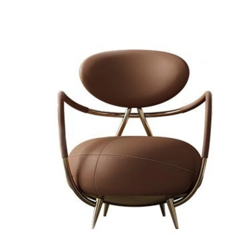 

Balcony chair light luxury single sofa villa living room home backrest modern leather leisure reception lazy chair