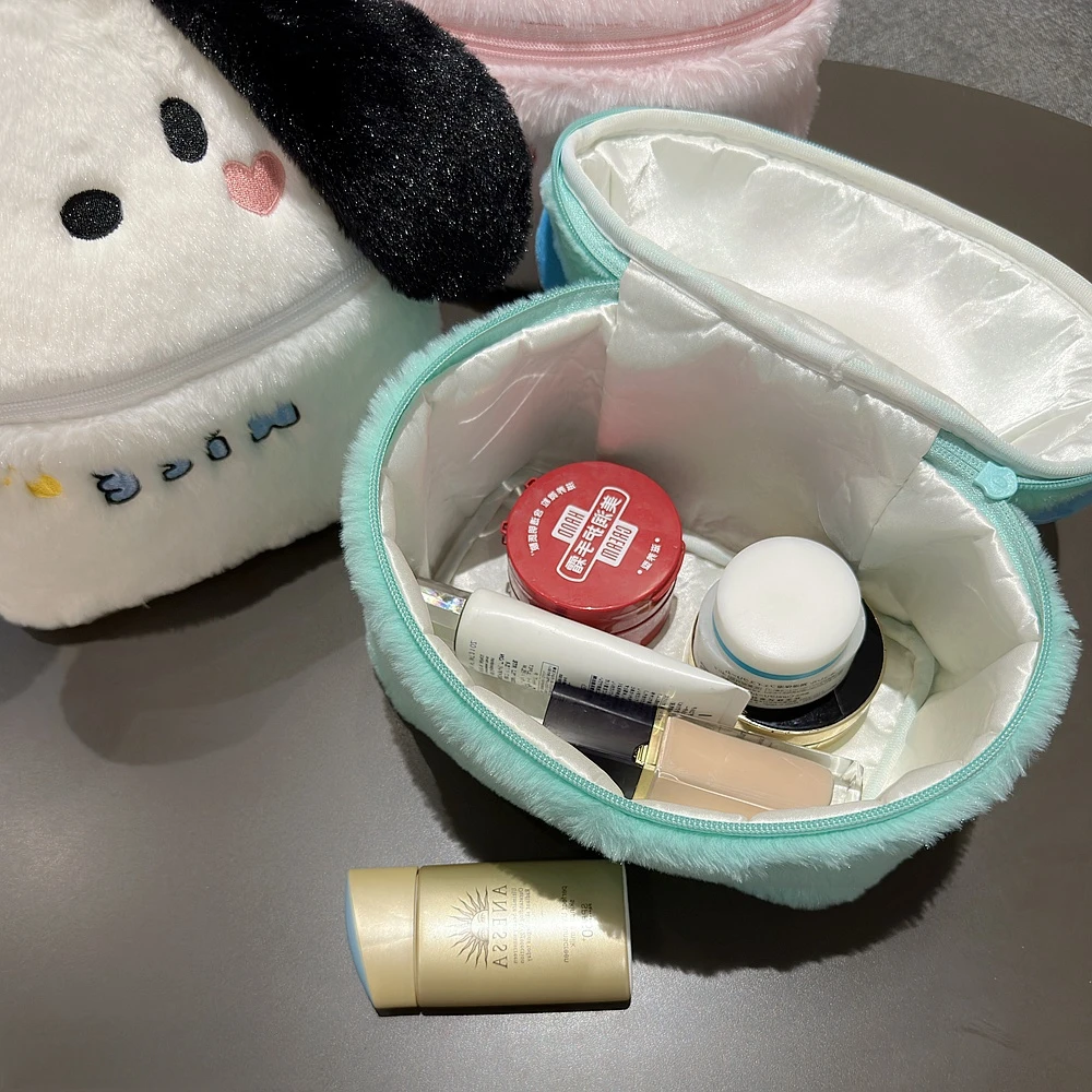 Cartoon Anime Cosmetic Bag Lovely Pochacco Mike Sullivan Plush Bag Handbag Japanese Style Cosmetic Storage Bag High-capacity