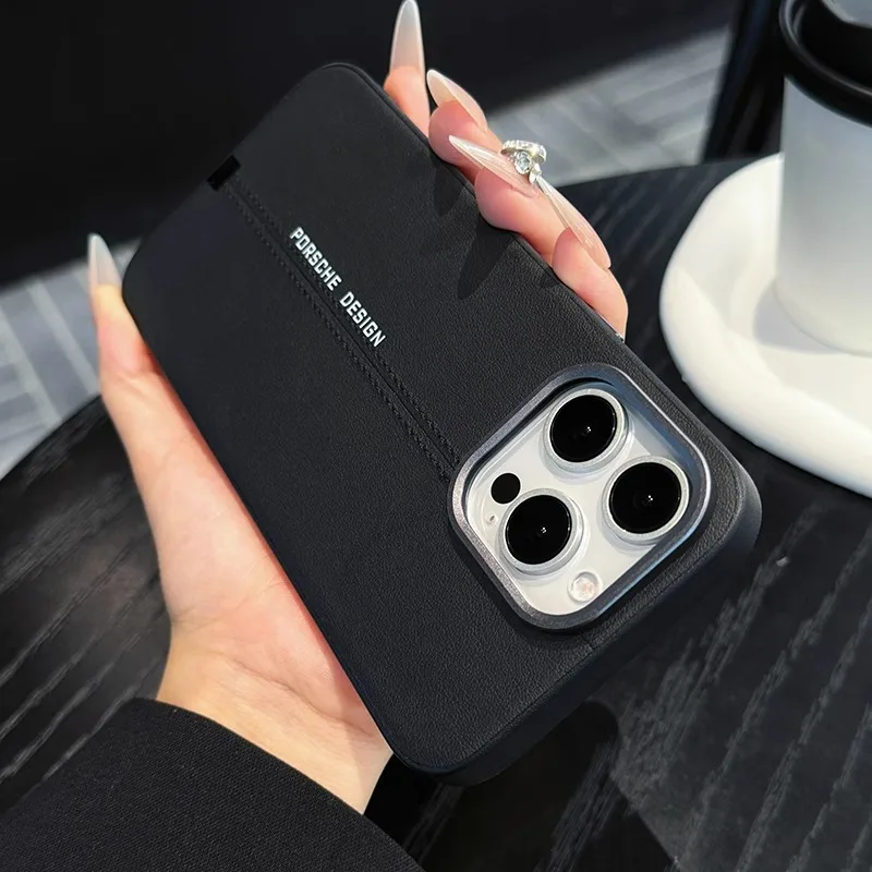 حافظة جلدية لهاتف آيفون 16 برو ماكس 15 بلس 14 13 برو شحن مغناطيسي للأعمال زر معدني وغطاء عدسة غطاء ممتص للصدمات #5