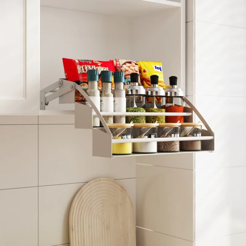

Kitchen hanging cabinet lifting basket high cabinet rotating drop-down seasoning rack, seasoning storage racks