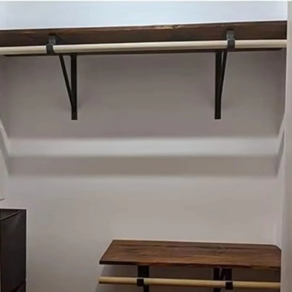 

Сверхмощный кронштейн для стержня для шкафа, железный настенный кронштейн для гардероба, стойка для стойки, треугольный стабилизирующий дизайн, опорный крючок для стержня для шкафа