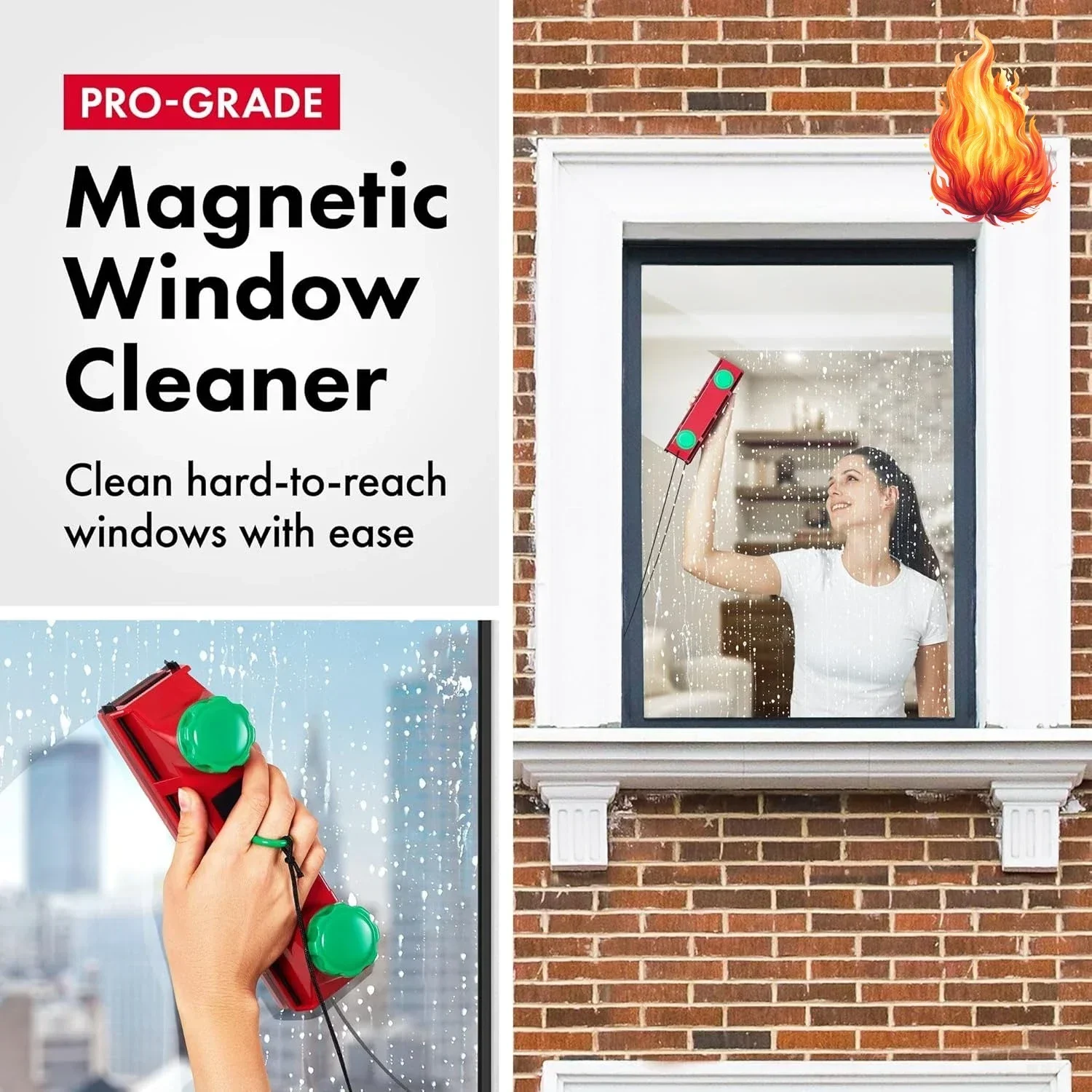 

Magnetic Window Cleaner Tool The Glider D4 Double-Sided Window Cleaner Tool Fits Windows 0.1"-1.6" Thick Magnet Window Cleaner