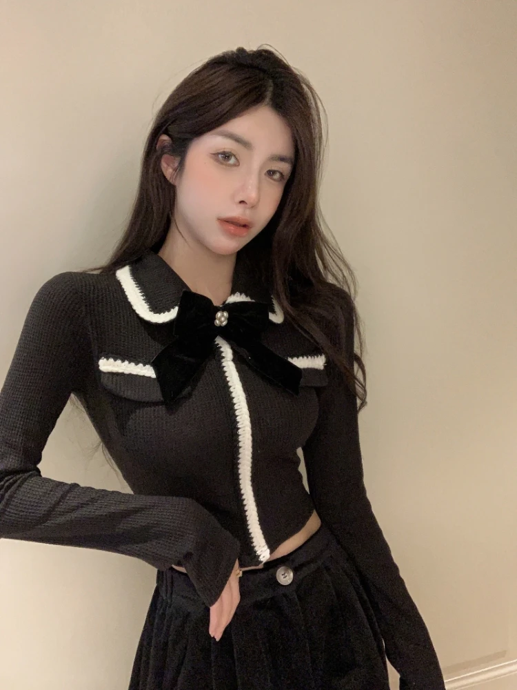 Woherb 2024 Chic Single Breasted Shirts Women Fashion Elegant Blousas Loose Patchwork Tops Korean  Bow Blusas De Mujer